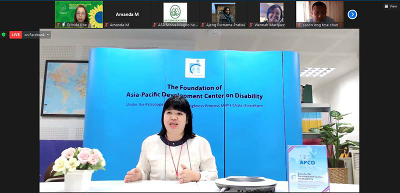 5. On January 28, 2022, Ms. Supaanong Panyasirimongkol, Networking and Collaboration Officer, presented via video recording at the Open Forum, representing the region's autism self-advocates and reflecting the "ASEAN Enabling Masterplan" and the Philippine Autism Policy Framework.