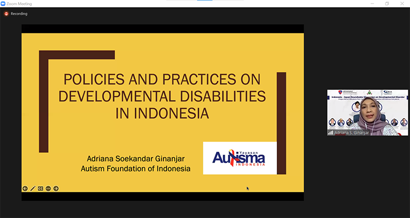 3. Dr. Adriana S. Ginanjar, Vice President & Board Member of the Yayasan Autisma Indonesia and former Chair of the AAN, presented "Policies and Practices Regarding Developmental Disabilities in Indonesia."