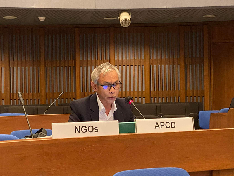 2) Mr. Somchai Rungsilp, APCD Representative delivered the statement on promoting cooperation among regional, national and community levels in the Asia -Pacific region.