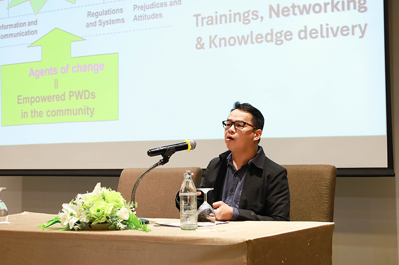 Mr. Watcharapol Chuengcharoen, Chief of Networking & Collaboration, shared good practices in TCTP on strengthening Disability-Inclusive Disaster Risk Reduction (DiDRR) in ASEAN Region.
