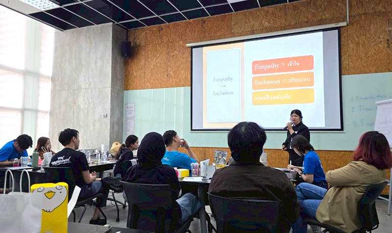 Session on Understanding Disability and how to interact with persons with disabilities, especially the terminology, which facilitated by Ms. Supaanong.