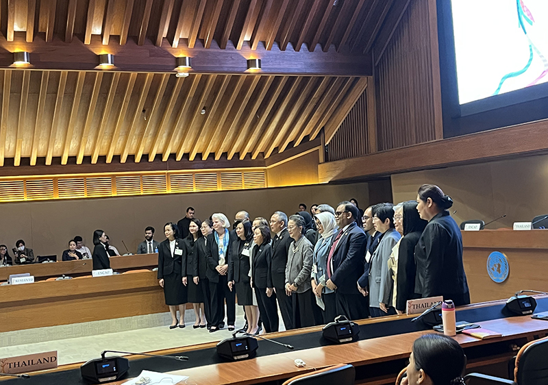 Group of high rank officer from MSDHS and ESCAP after the official opening session of the of the Asia-Pacific Forum on Sustainable Development (APFSD) 2026 Associated Event “From Global to Regional to Local: Follow-up to the Second World Summit for Social Development – Building Societies for All Ages in Asia and the Pacific,” organized by the Ministry of Social Development and Human Security (MSDHS) in collaboration with ESCAP.