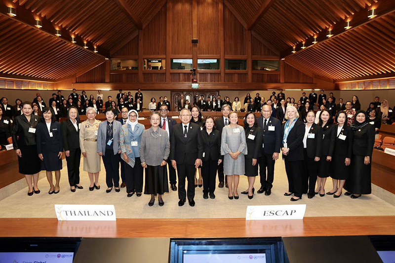 Group photo featuring high-ranking government officials from MSDHS and ESCAP, together with more than 60 participants.