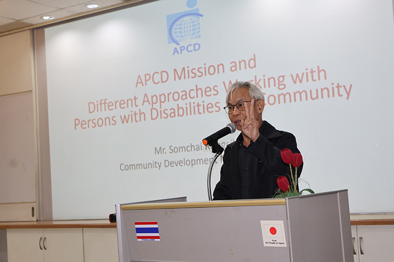 Mr. Somchai Rungsilp, presented APCD’s Regional Activities on Disability Development, which provided an overview of APCD’s key initiatives, partnerships, and impact across the Asia-Pacific region.