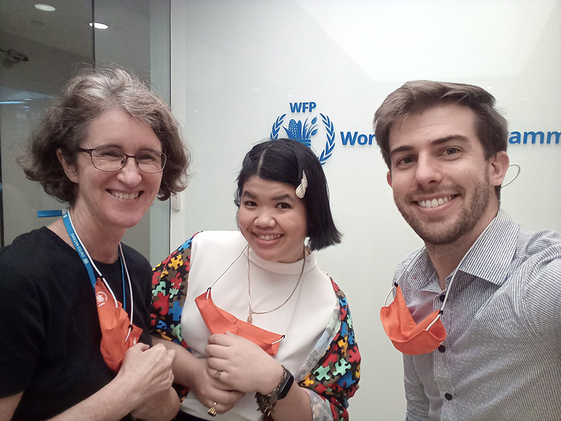 Ms. NuNu Supaanong had a photo opportunity in front of the offices with two liaisons of the in-house training, Ms. Julie Macdonald, Regional Gender Advisor, and Mr. Tyler Kretzschmar, Consultant on Disability.